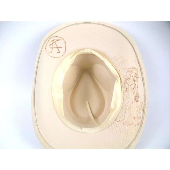 Custom Cowboy WSomens Fedora Hat Wide Brim Western Boho Cream Harry Potter Theme - Picture 6 of 6